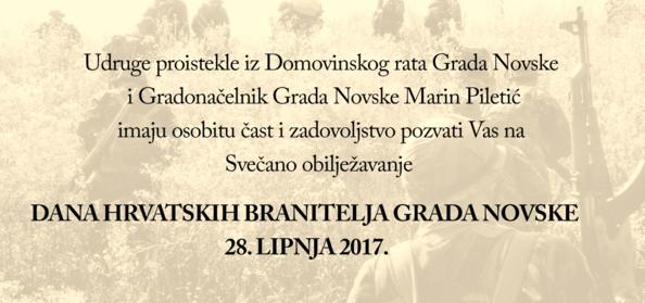 Poziv povodom Dana hrvatskih branitelja Grada Novske 28. lipnja