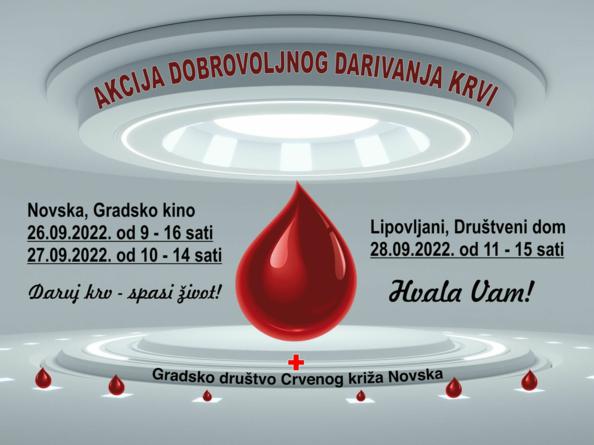 Akcija dobrovoljnog darivanja krvi - 26-28.9.2022.