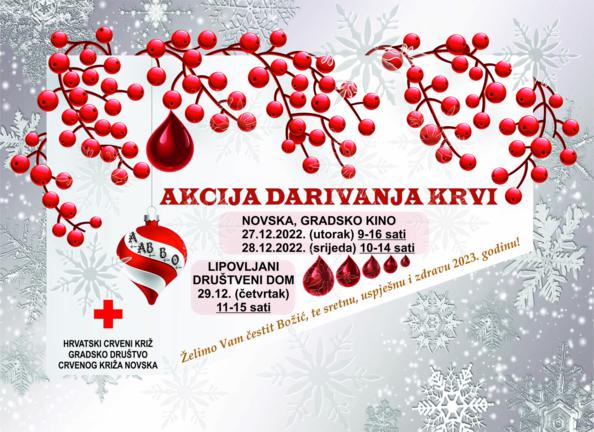 Akcija dobrovoljnog darivanja krvi - od 27. do 29. prosinca