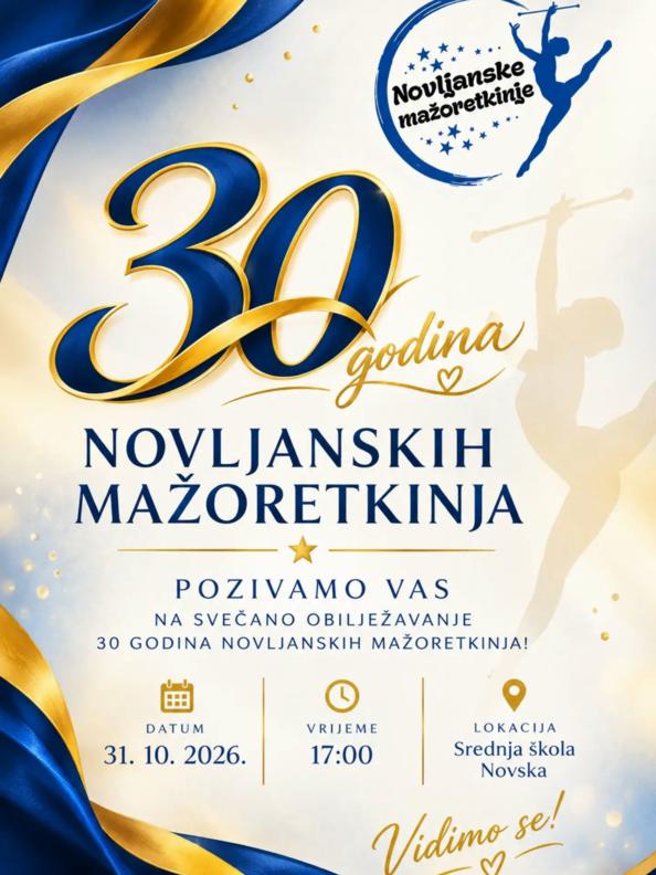 Pozivnica na proslavu 30. rođendana Novljanskih mažoretkinja